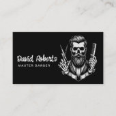 理容師スカルバーバーショッププレーンブラック美容師 名刺 (正面)