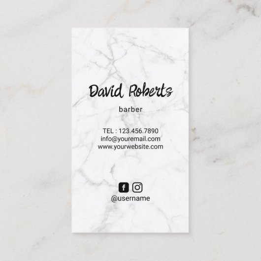 理容師スカルモダン美容師バーバーショップブラック 名刺 (裏面)