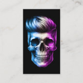 理容師スカルモダン美容師バーバーショップブラック 名刺 (正面)