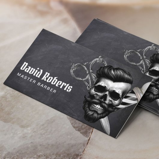 理容師スカルヴィンテージ美容師シャルボード 名刺