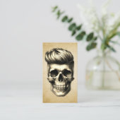 理容師スカルヴィンテージ美容師バーバーショップ 名刺 (スタンド正面)