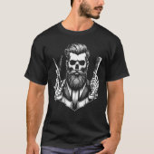 理容師スカル保持シザーヴィンテージ理容師店 Tシャツ (正面)