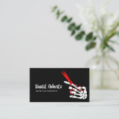 理容師スケルトンハンド&レッドシザー美容師 名刺 (スタンド正面)