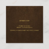 理容師スタイリスト高級金ゴールドダークブラウンレザールック スクエア名刺 (裏面)