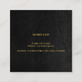 理容師スタイリスト高級金ゴールドブラックレザールック スクエア名刺 (裏面)