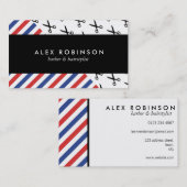 理容師ストライプとハサミの名刺 名刺 (正面/裏面)