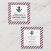 理容師ストライプとロゴヴィンテージ表紙  スクエア名刺 (正面/裏面)