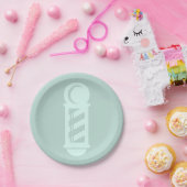 理容師ストライプのポールバーバーショップサロンカスタム色 ペーパープレート (パーティー)