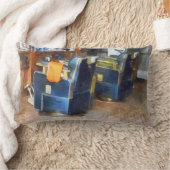 理容師チェア付オレンジ理容師ケープ ランバークッション (ブランケット)