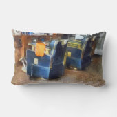 理容師チェア付オレンジ理容師ケープ ランバークッション (裏面)