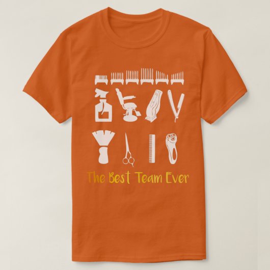 理容師チーム最高のチーム・エバー金ゴールド Tシャツ (デザイン正面)
