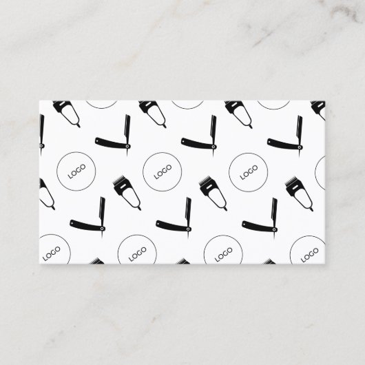 理容師ツールのロゴ付きパターン 名刺 (正面)