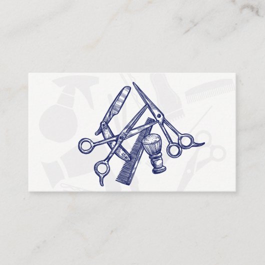 理容師ツールの青の濃淡アポイントメントカード 予約カード (正面)