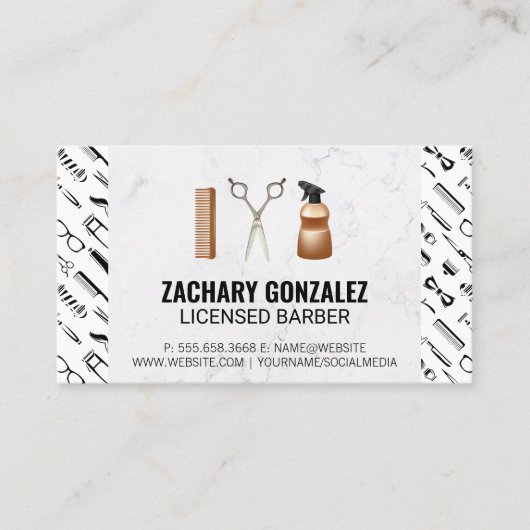 理容師ツールセット | 理容師ツールパターン大理石 ロイヤリティカード (正面)