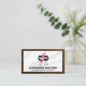 理容師ツール木目トリ縁どム 名刺 (スタンド正面)