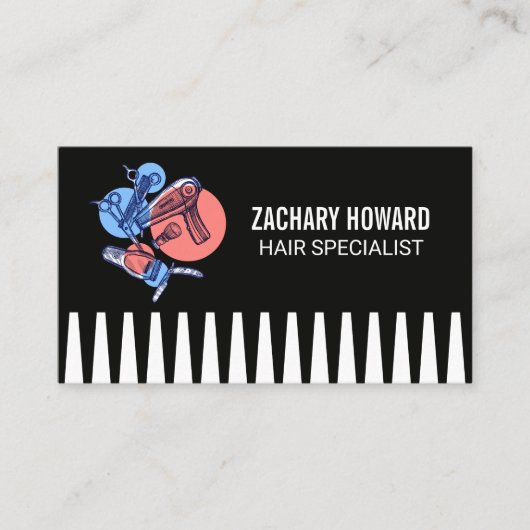 理容師ツール |コーム背景 名刺 (正面)