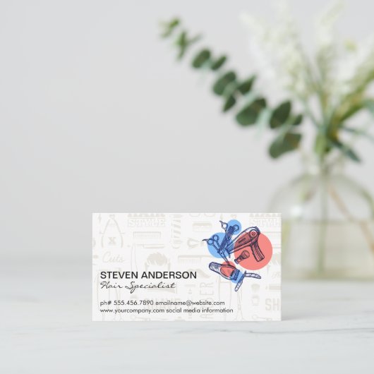 理容師ツール |ヘアスペシャリスト |スタイリスト 名刺 (スタンド正面)