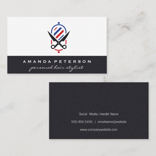 理容師ツール |レザー 名刺 (正面/裏面)