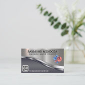 理容師ツール | QRコード |メタリック 名刺 (スタンド正面)