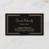 理容師ティール（緑がかった色）スクリプト金ゴールドフレーム美容師ブラック 名刺 (裏面)