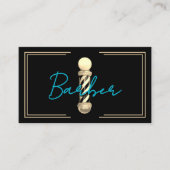 理容師ティール（緑がかった色）スクリプト金ゴールドフレーム美容師ブラック 名刺 (正面)