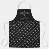 理容師ハサミ模様バーバーショップ白と黒 エプロン (正面)