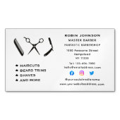理容師バーバーショップヒゲのトリムひげそりソーシャルメディア マグネット名刺 (正面)