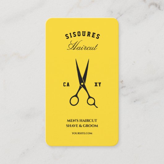 理容師バーバーショップブラックイエローモダン 名刺 (正面)
