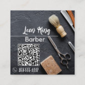 理容師バーバーショッププロフェッショナルQRグレー スクエア名刺 (裏面)