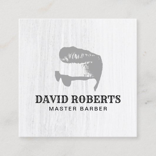 理容師バーバーショップマスター美容師ミニマリスト スクエア名刺 (正面)