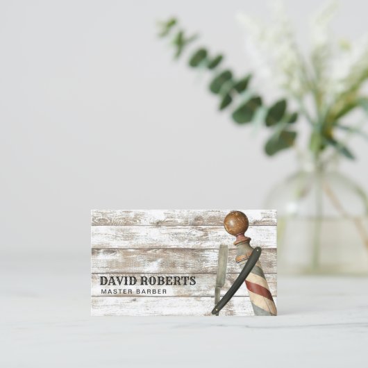 理容師バーバーショップレイザー素朴美容師 名刺 (スタンド正面)