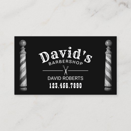 理容師バーバーショップ美容師ブラックアポイントメント 予約カード (正面)