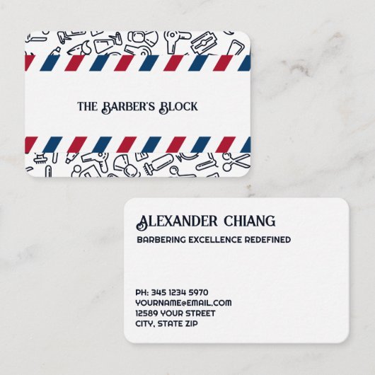 理容師バーバーショップ 名刺 (正面/裏面)