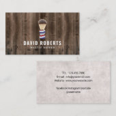 理容師ブラシロゴバーショップ美容師ウッド 名刺 (正面/裏面)