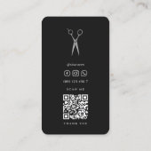 理容師ブラックシルバーシザーバーショップミニマル 名刺 (裏面)