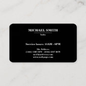 理容師ブラック&ホワイトモダンプロフェッショナルシンプル 名刺 (裏面)