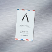 理容師ブレード理容師ポールベビーブルー マグネット名刺 (インサイチュ)