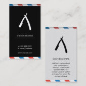 理容師ブレード理容師ポール白黒 名刺 (正面/裏面)