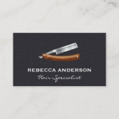 理容師ブレード | 革の背景 名刺 (正面)