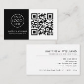 理容師プロフェッショナルQRコードロゴモダン 名刺 (正面/裏面)