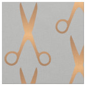 理容師ヘアサロン金ゴールドハサミ灰色パターン ファブリック (クローズアップ)