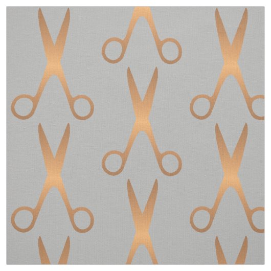 理容師ヘアサロン金ゴールドハサミ灰色パターン ファブリック (見本)