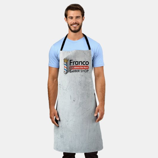 理容師ヘアショップキングクラウン理容師ポールヘアサロン エプロン (着用した状態)