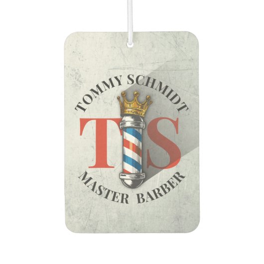 理容師ヘアショップキングクラウン理容師ポールヘアサロン カーエアーフレッシュナー (正面)