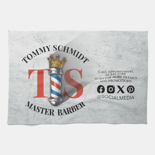 理容師ヘアショップキングクラウン理容師ポールヘアサロン キッチンタオル (横)