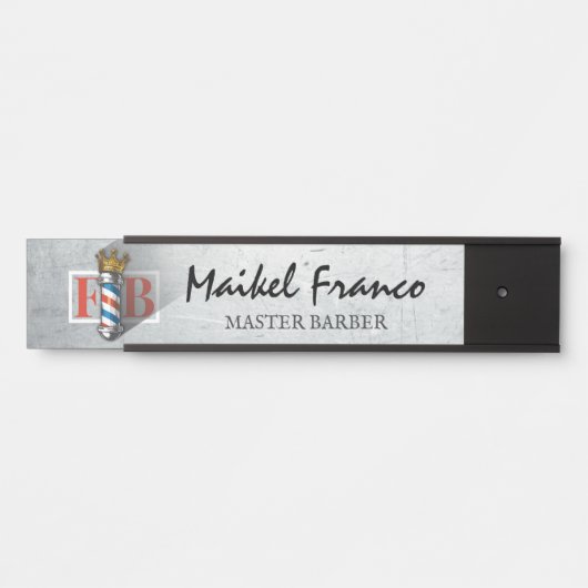 理容師ヘアショップキングクラウン理容師ポールヘアサロン サインプレート (正面)