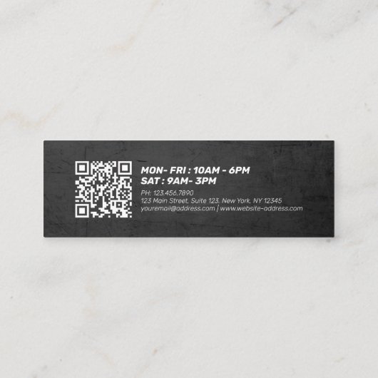 理容師ヘアショップキングクラウン理容師ポールヘアサロン スキニー名刺 (裏面)