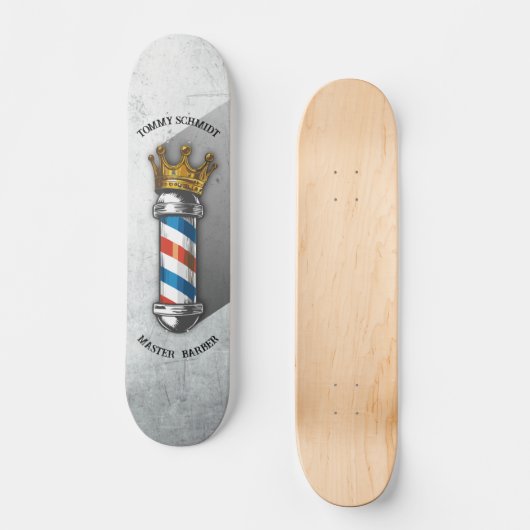 理容師ヘアショップキングクラウン理容師ポールヘアサロン スケートボード (正面)