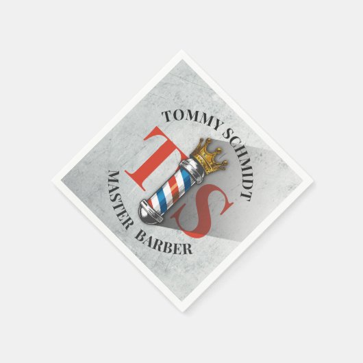 理容師ヘアショップキングクラウン理容師ポールヘアサロン スタンダードカクテルナプキン (角)