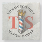 理容師ヘアショップキングクラウン理容師ポールヘアサロン ストーンコースター (正面)